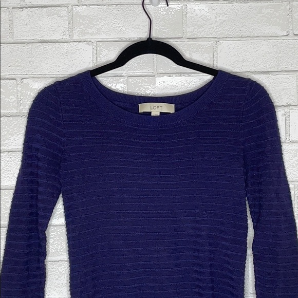Loft Navy Knit Scoop Neck Sweater - Picture 2 of 9